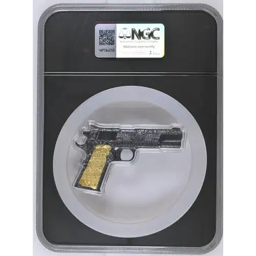 2024 2oz Chad S10KF 45 Caliber Pistol Colorized MS70 ANTIQUED